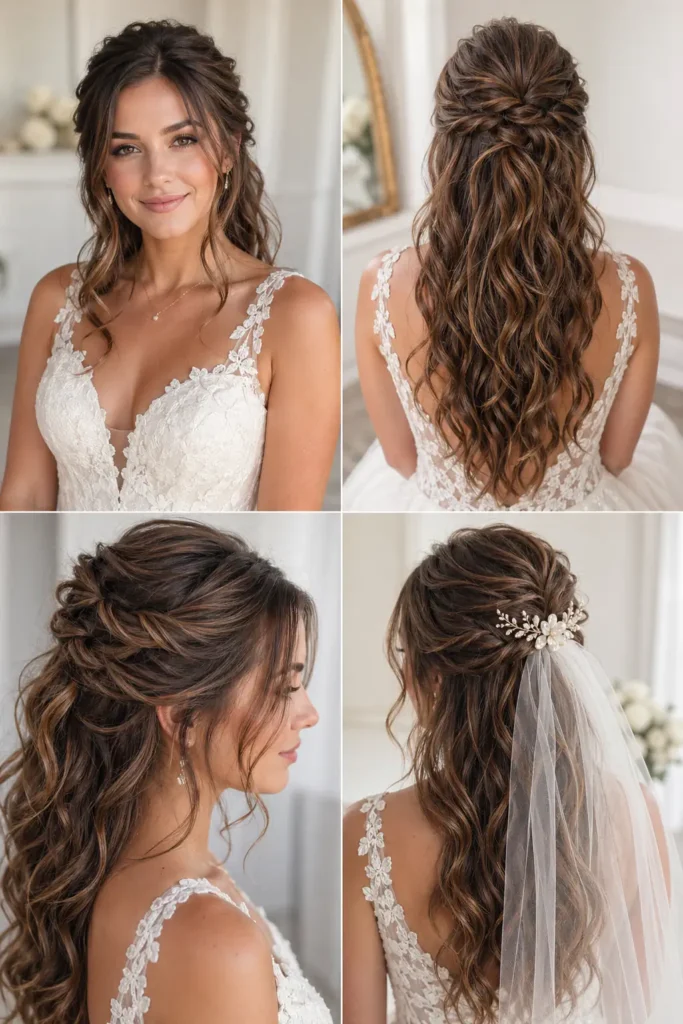 05. Messy Half-Up Half-Down Wedding Hair
