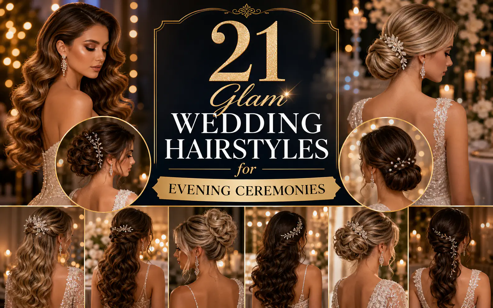 21 Glam Wedding Hairstyles for Evening Ceremonies