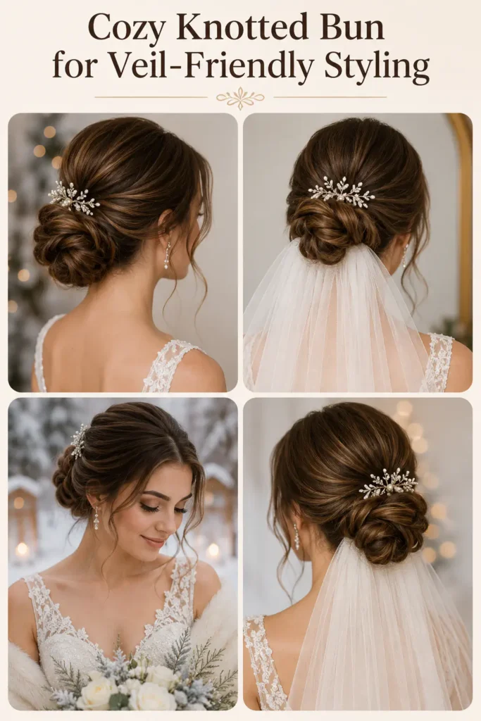 12. Cozy Knotted Bun for Veil-Friendly Styling