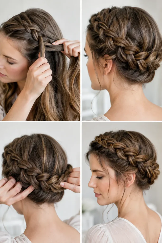 20. Dutch Braid Crown with Tucked Ends