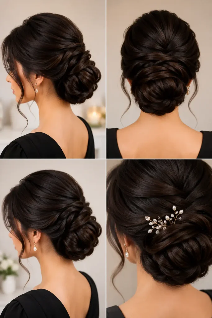 6. Elegant Chignon for Thick Hair
