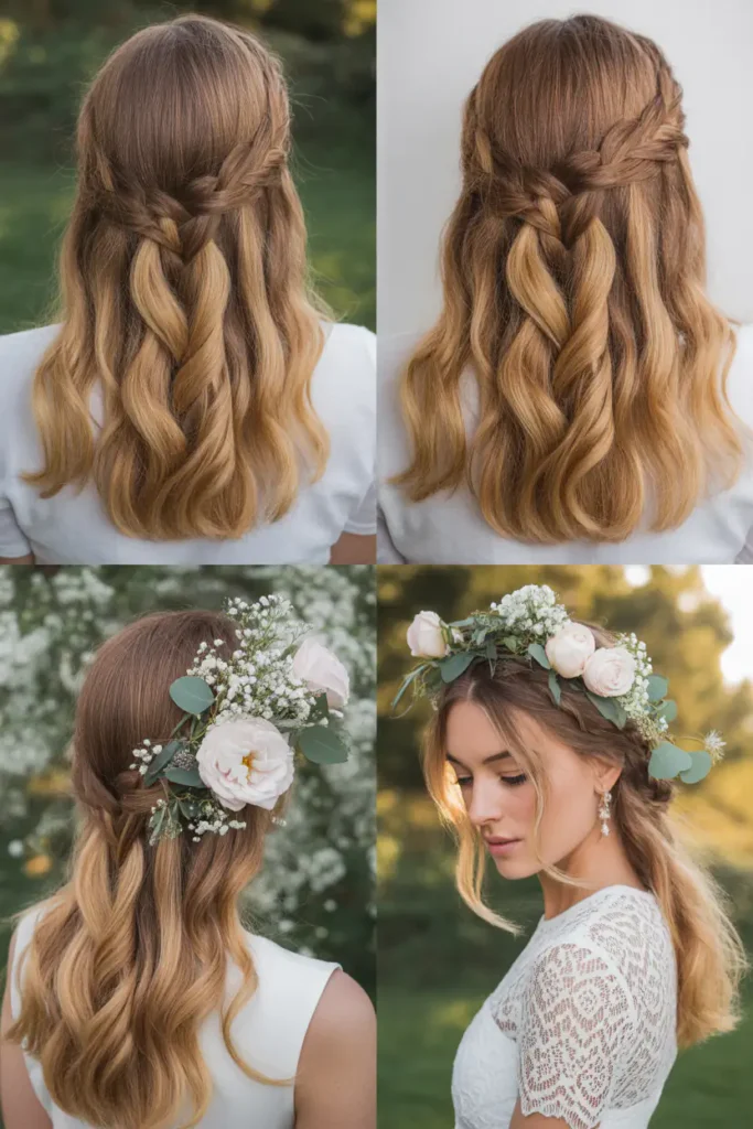 6. Floral Pull-Through Braid for Garden Weddings