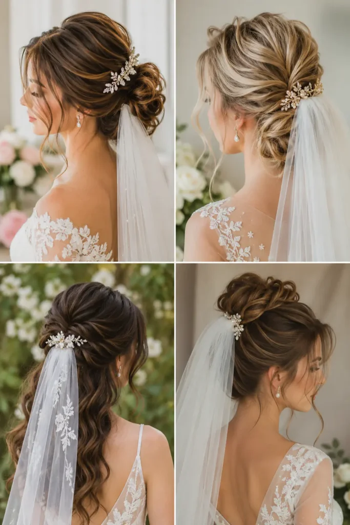 18. Fresh Wedding Hairstyles for Spring Weddings with Veil-Friendly Volume