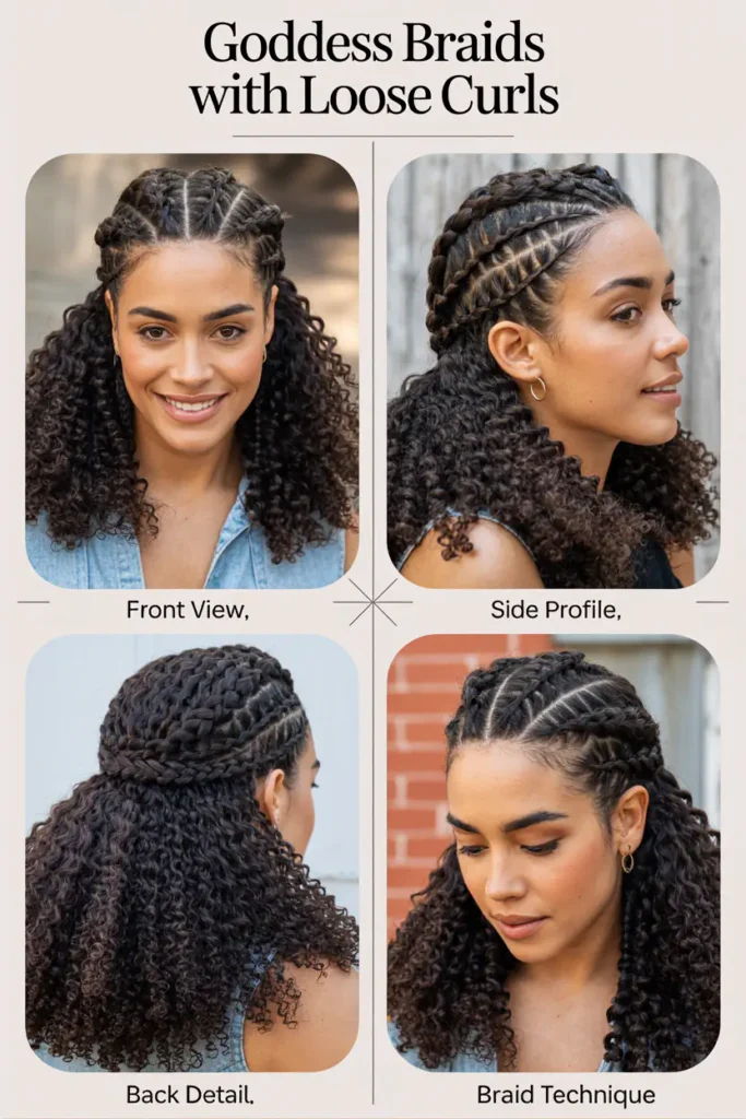 8. Goddess Braids With Loose Curls