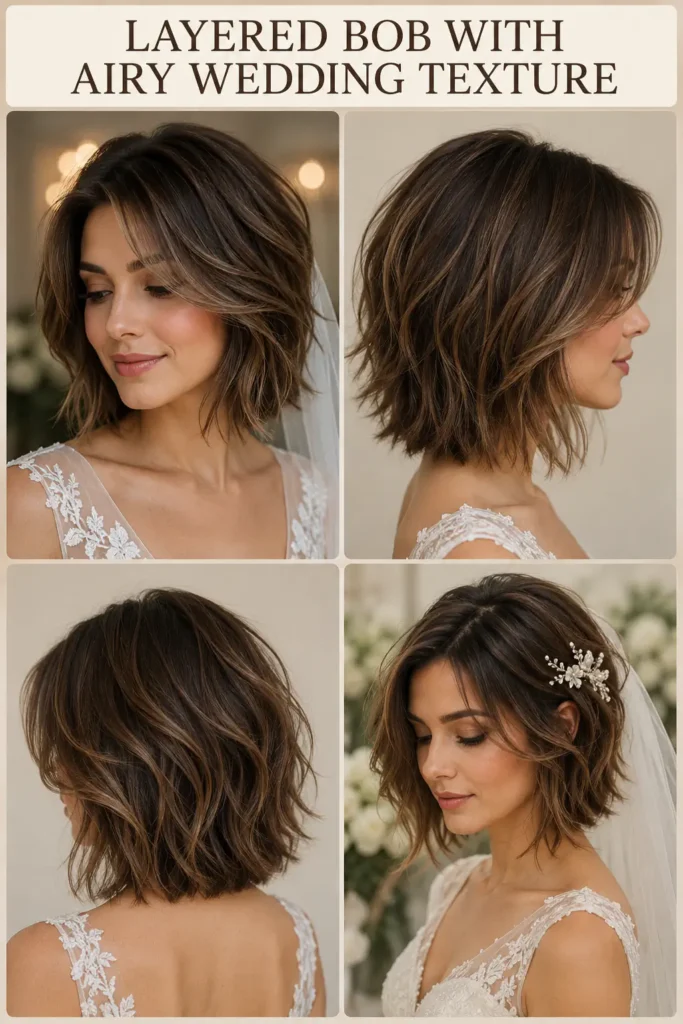 18. Layered Bob with Airy Wedding Texture