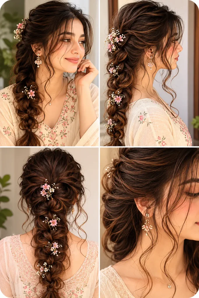 8. Loose Boho Braid with Face-Framing Strands