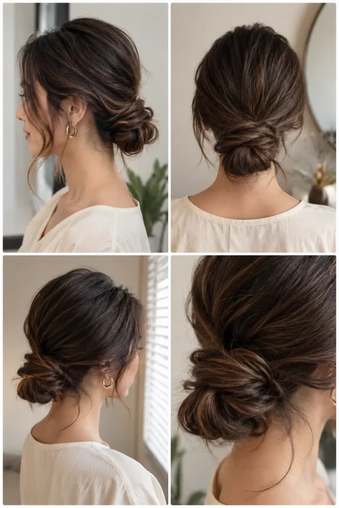 17. Low Knotted Bun with Soft Texture