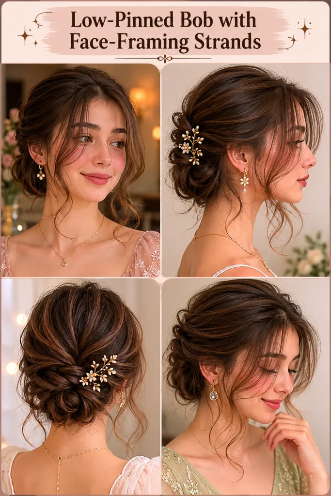 15. Low-Pinned Bob with Face-Framing Strands