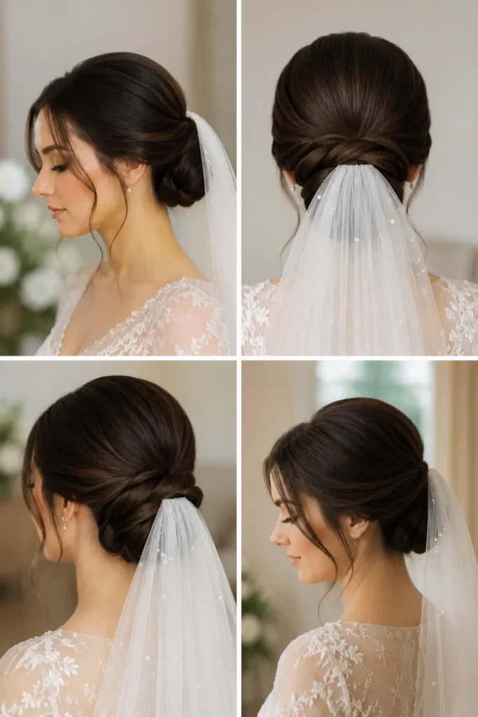 22. Minimal Bun with Veil-Friendly Shape