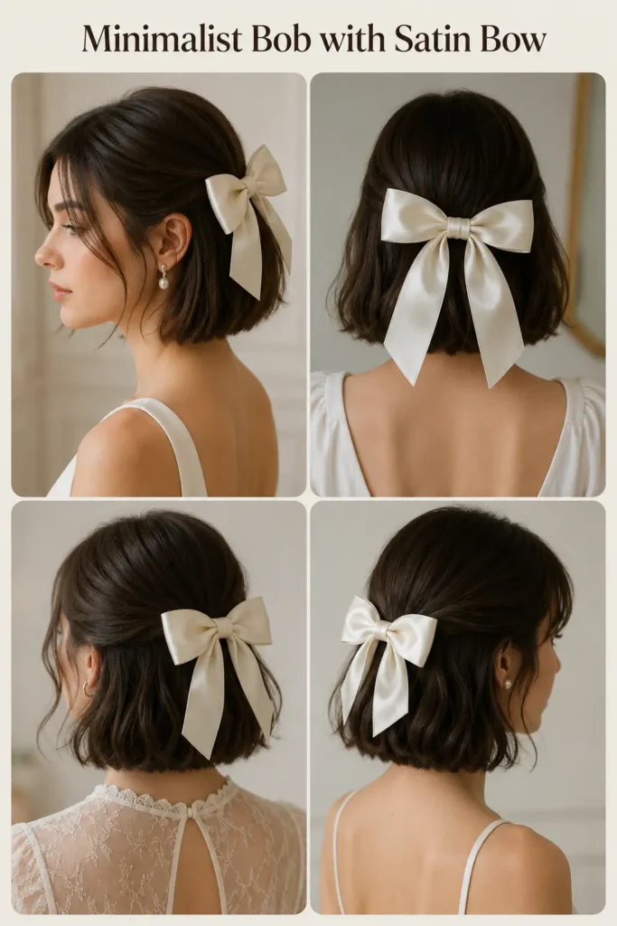 17. Minimalist Bob with Satin Bow
