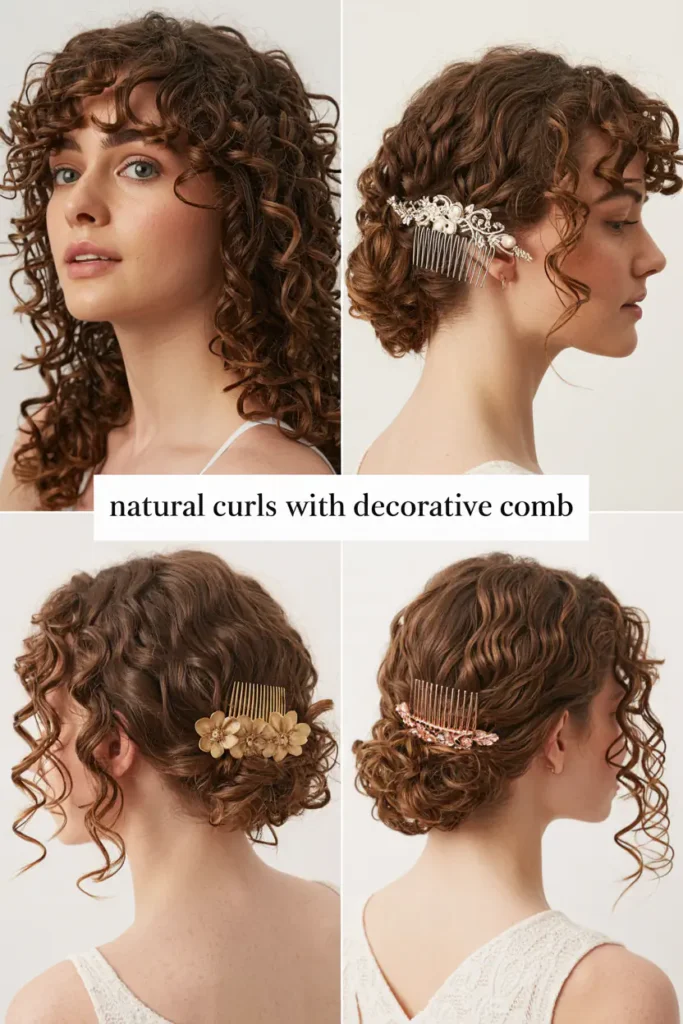 10. Natural Curls With Decorative Comb