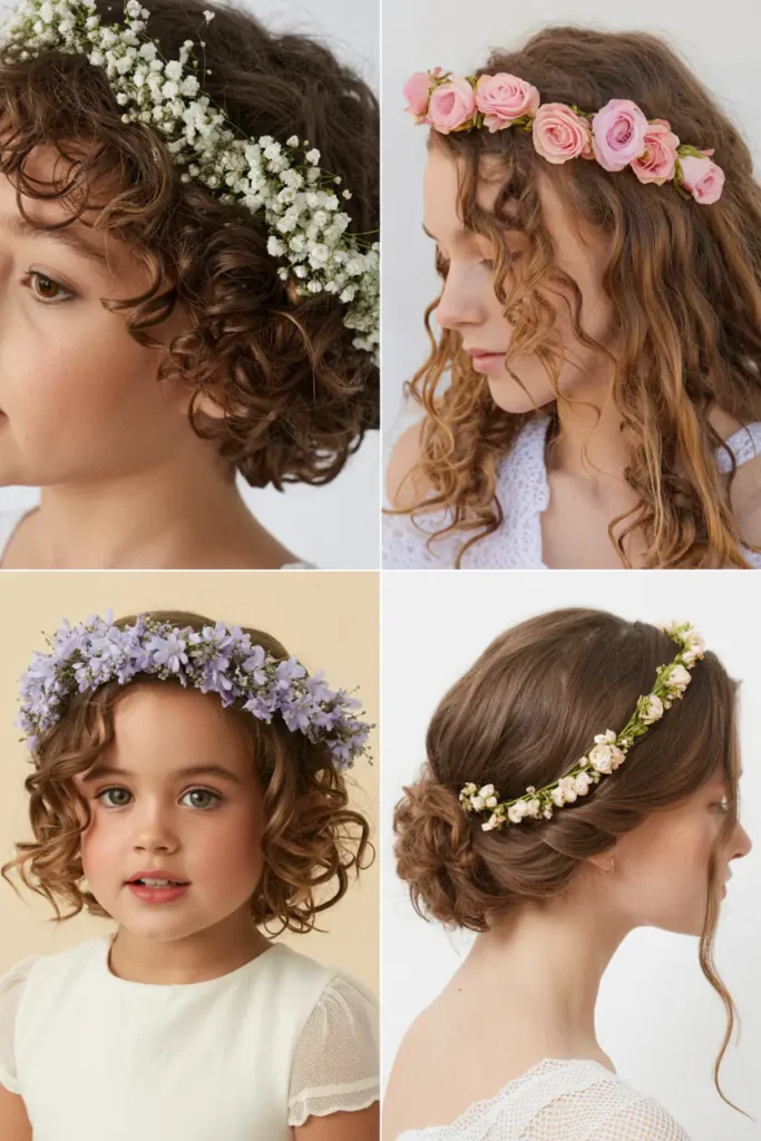 12. Natural Curls With a Tiny Flower Crown