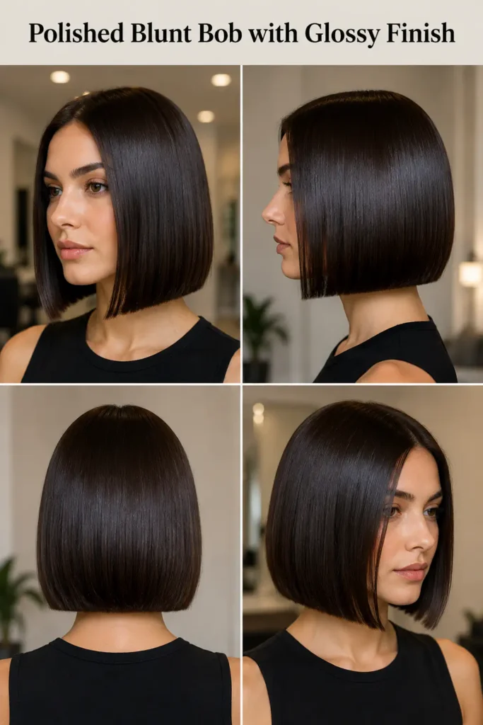 11. Polished Blunt Bob with Glossy Finish