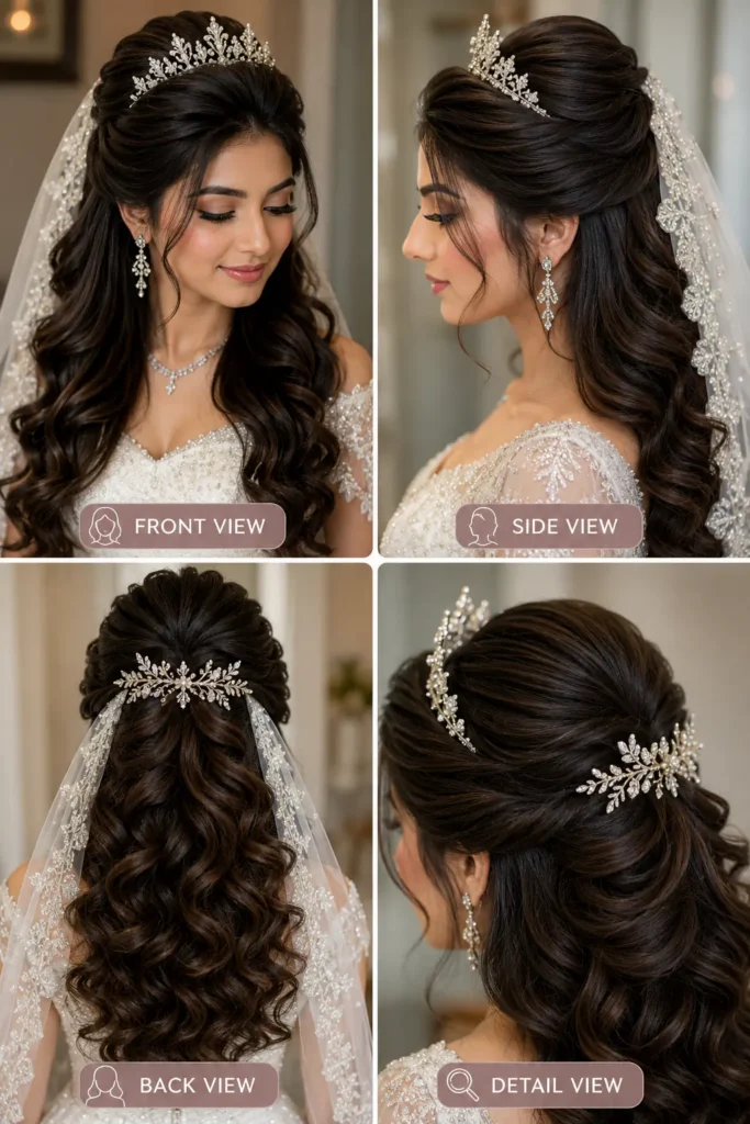 18. Princess-Inspired Bridal Hairstyle for Thick Hair