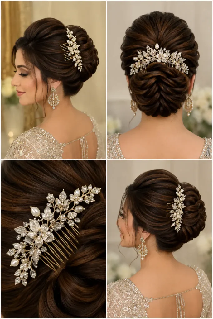 23. Regal Updo with Statement Hair Comb