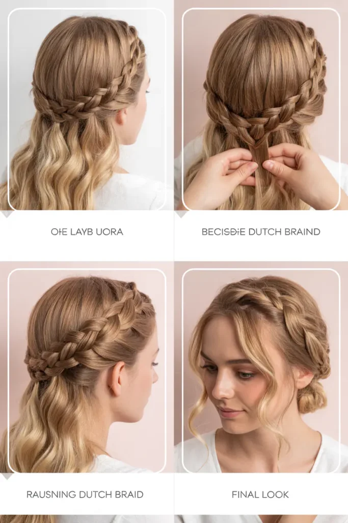 5. Side-Swept Dutch Braid with Textured Ends