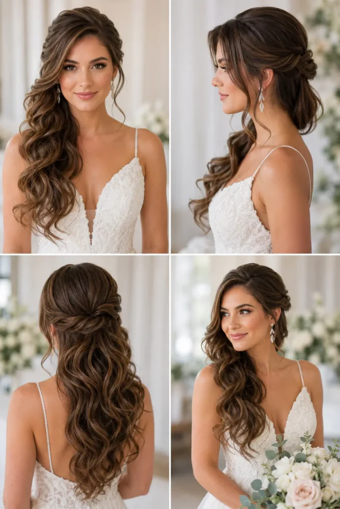15. Side-Swept Textured Waves for Wedding Photos
