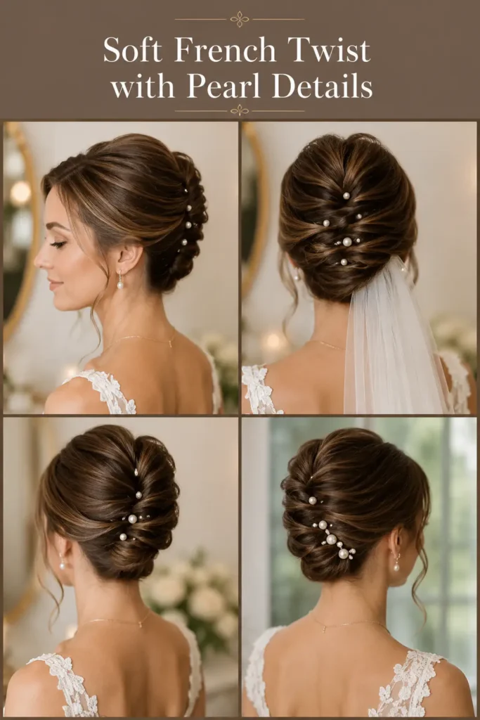8. Soft French Twist with Pearl Details