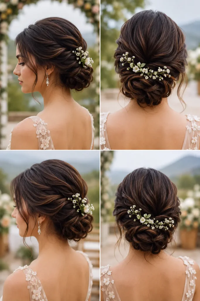 6. Soft Twisted Bun for Outdoor Ceremonies