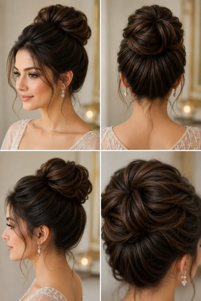 7. Structured High Bun with Soft Volume