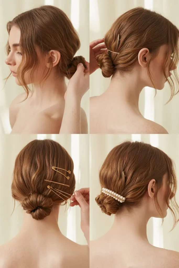 12. Textured Low Bun With Accessories