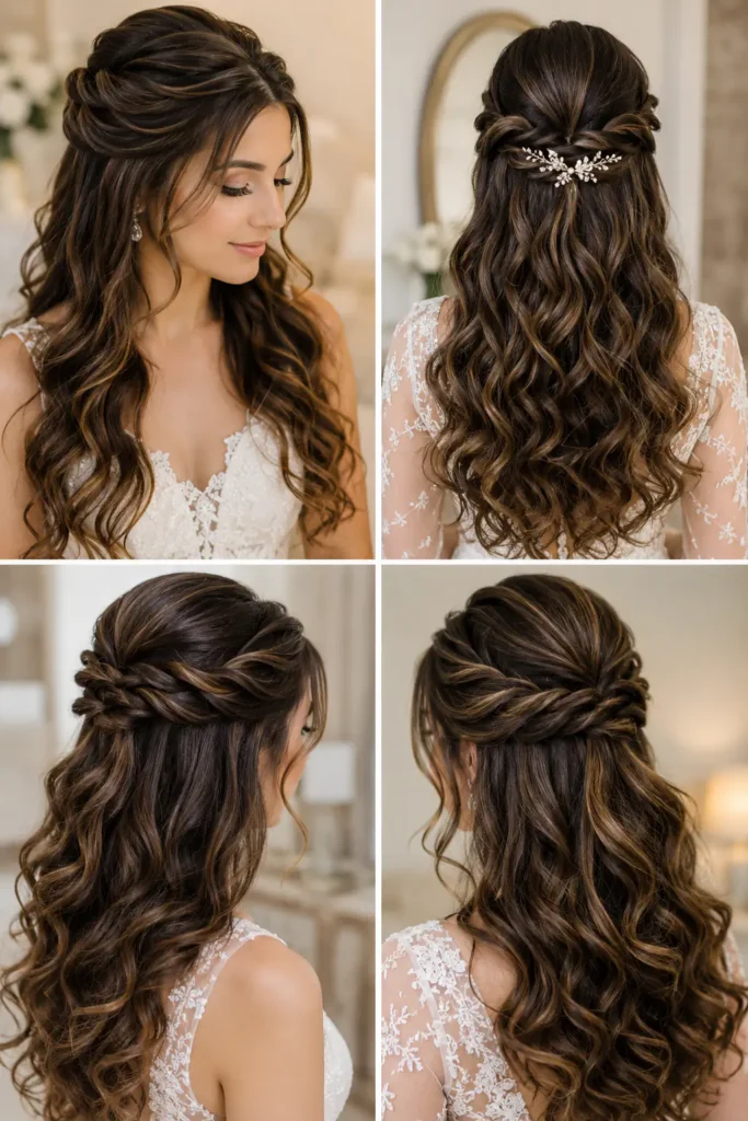 13. Twisted Half-Up Bridal Hairstyle