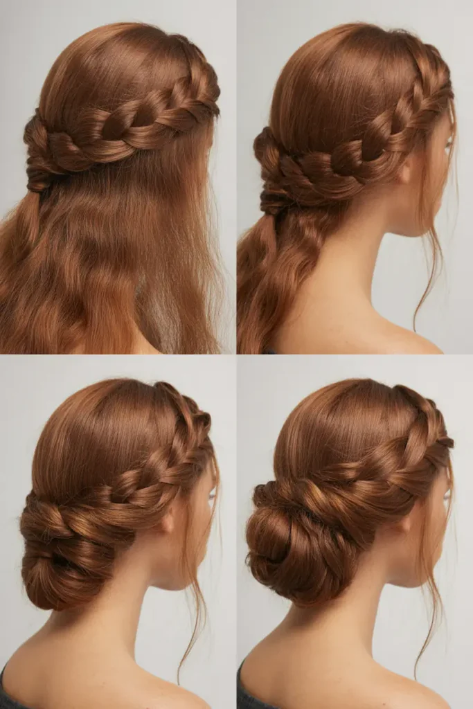 13. Voluminous Braided Chignon for Long Hair