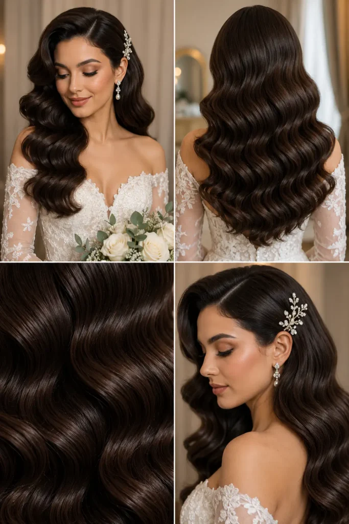 3. Voluminous Hollywood Bridal Waves