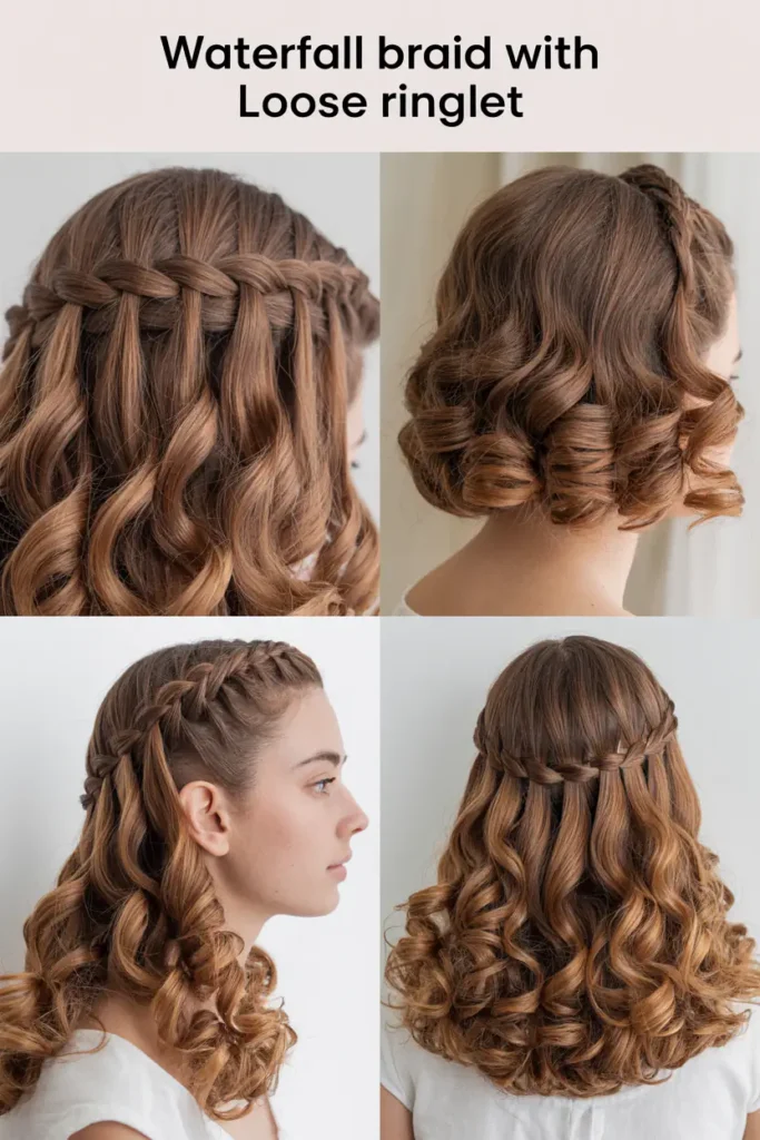 13. Waterfall Braid With Loose Ringlet
