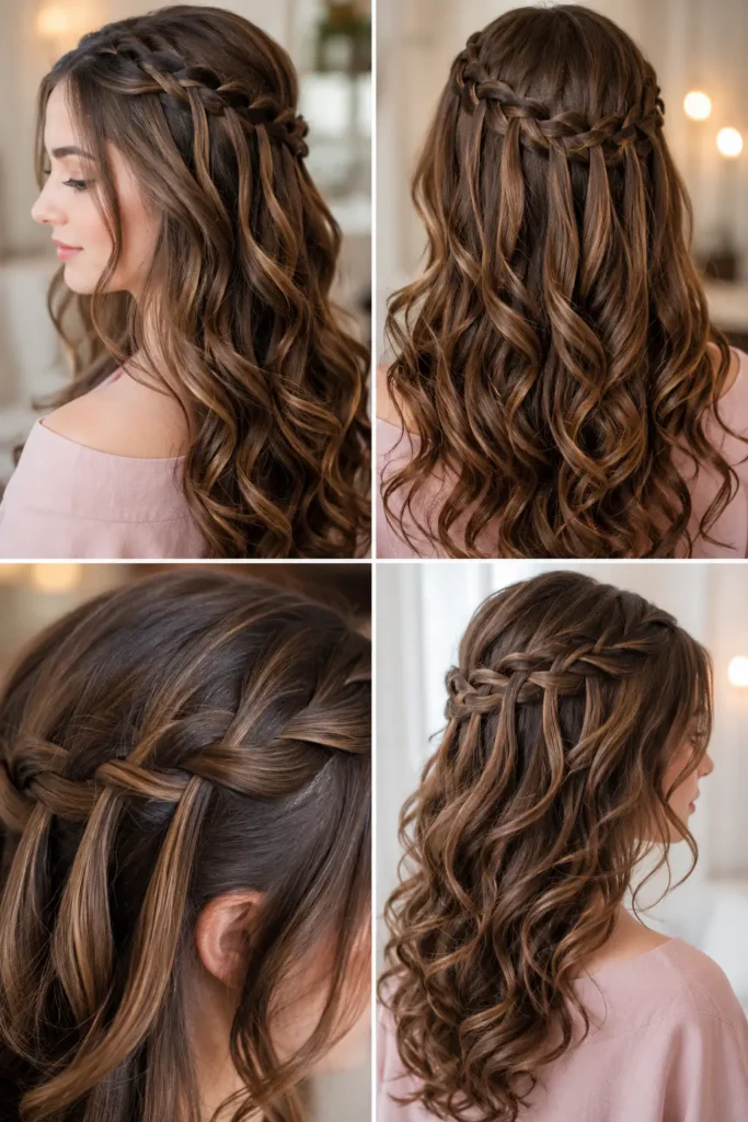 17. Waterfall Braid with Soft Curls
