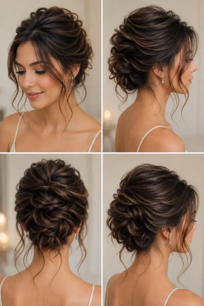16. Wispy Updo with Loose Tendrils