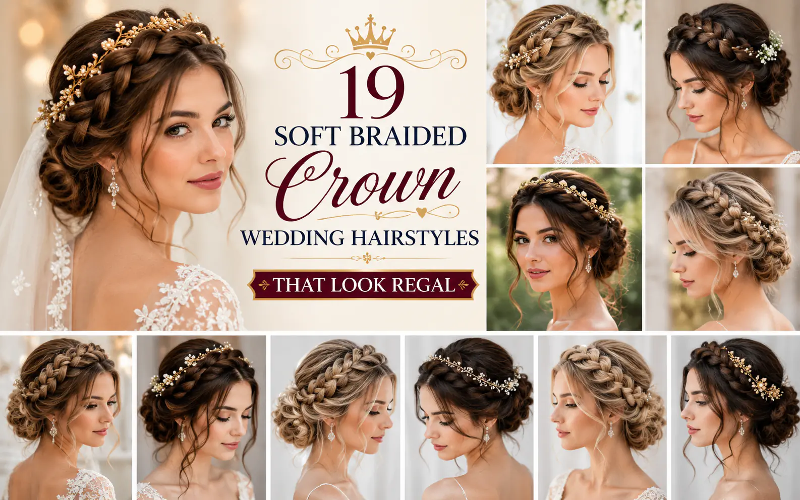 19 Soft Braided Crown Wedding Hairstyles That Look Regal