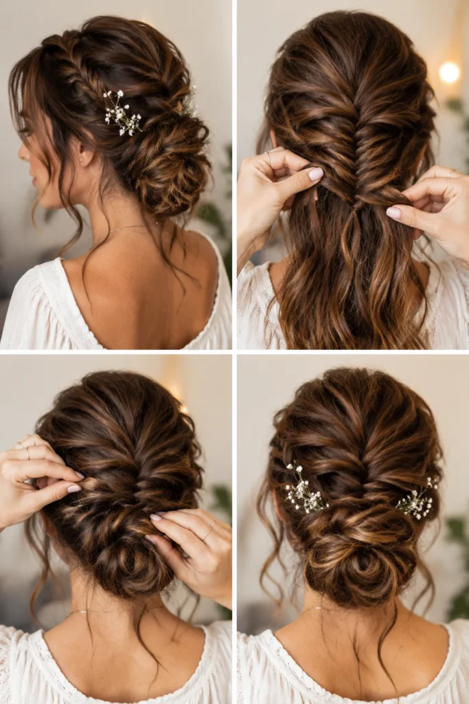 19. Bohemian Fishtail Braid Updo