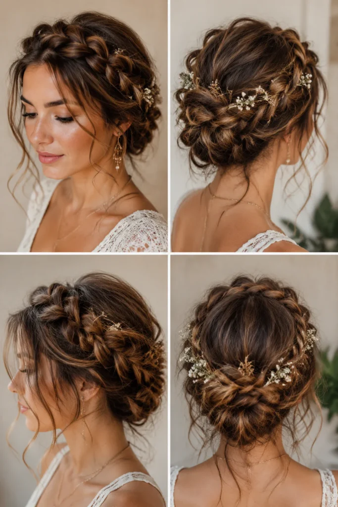 3. Boho Braided Crown Updo