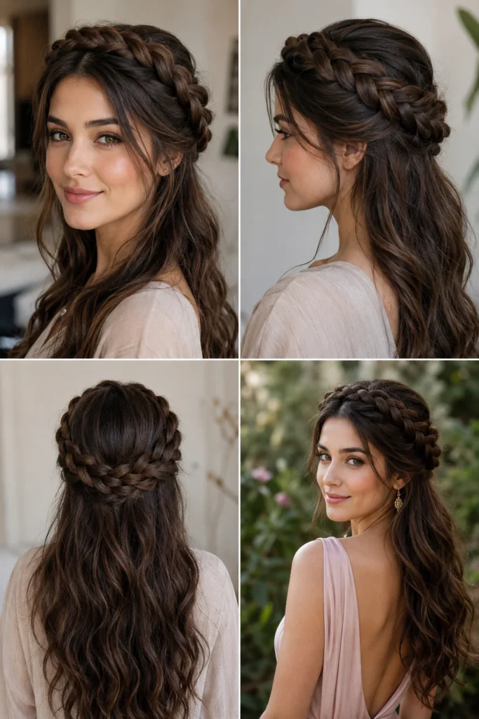 10. Braided Halo for Long Hair
