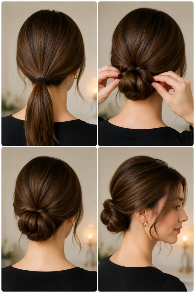 1. Classic Low Soft Bun for Fine Hair