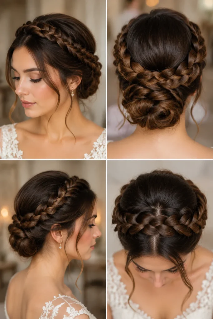 4. Elegant Braided Crown Updo
