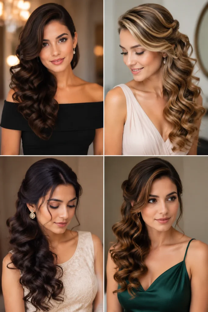 11. Elegant Side-Swept Curls