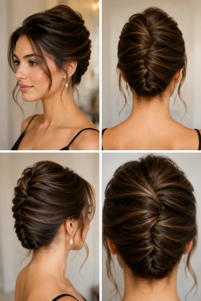 9. French Twist with Soft Face-Framing Strands