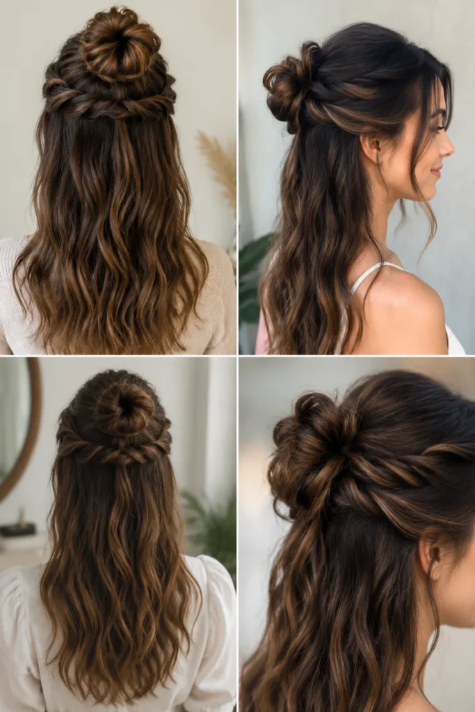 15. Half-Up Bun with Twists