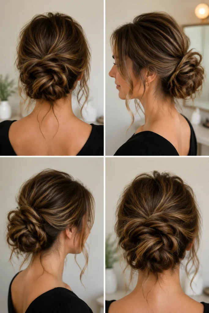 3. Messy Textured Chignon for Thin Hair