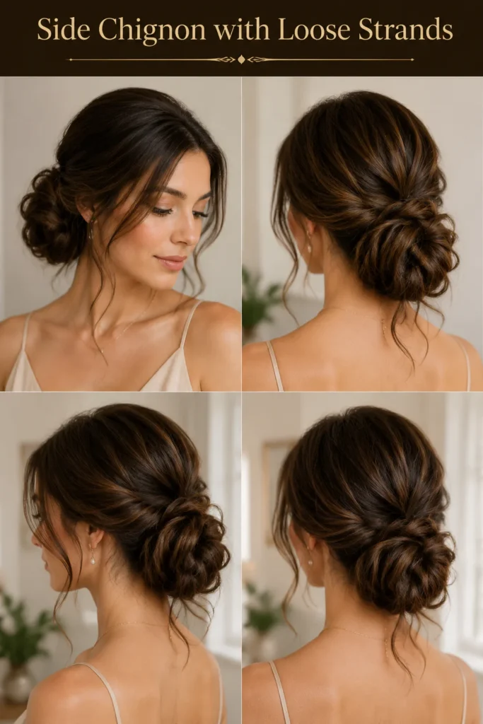 12. Side Chignon with Loose Strands