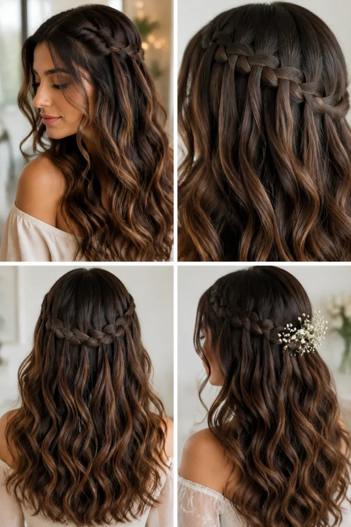 13. Waterfall Braid with Loose Waves