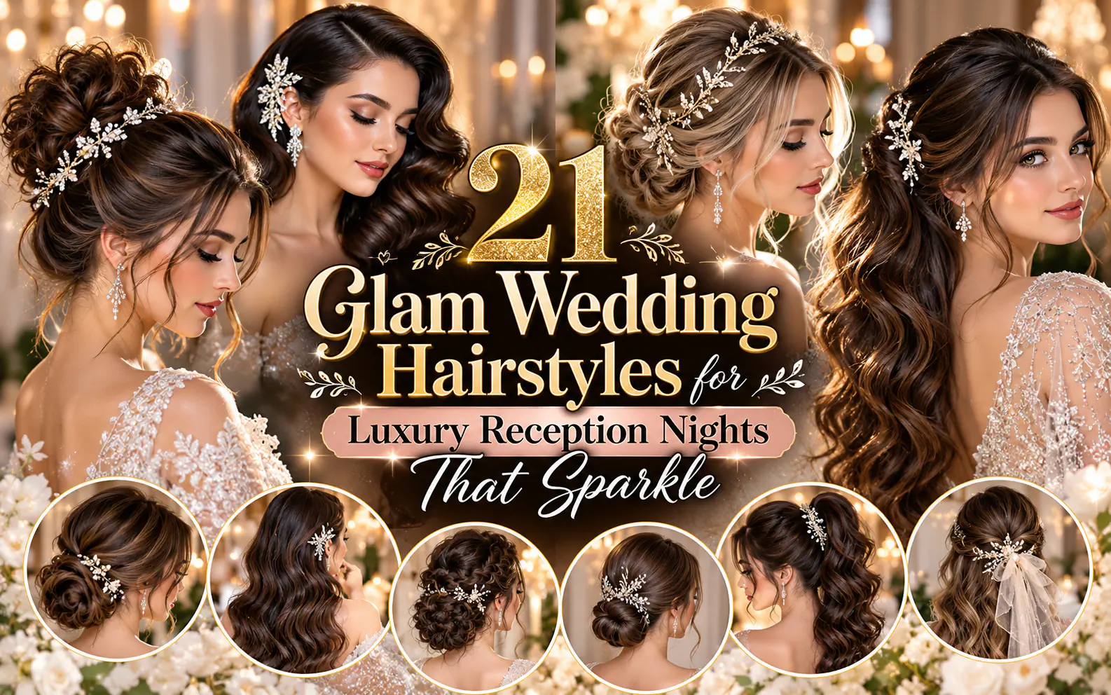 21 Glam Wedding Hairstyles for Luxury Reception Nights That Sparkle